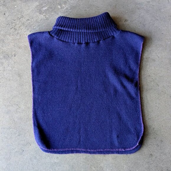 Vintage Garland Navy Blue Yellow Red White Striped Knit Turtleneck Dickey Collar - Picture 6 of 6